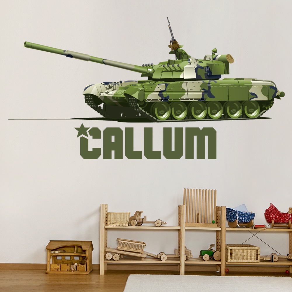 Custom Name Army Tank Wall Sticker Personalised Kids Room Decal | Icon ...